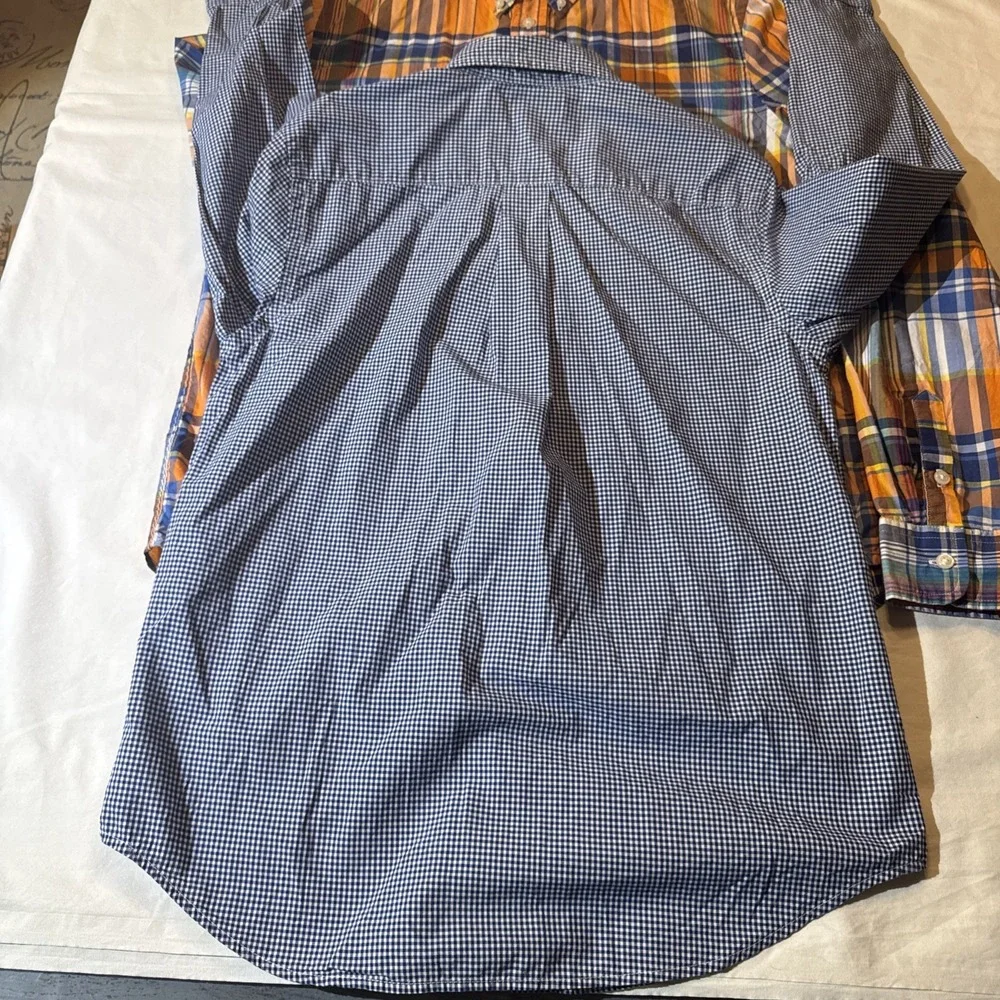 Ralph Lauren 3 Shirt Lot 2-L 14-16 SS White LS Gingham 1-XL 18-20 LS Plaid